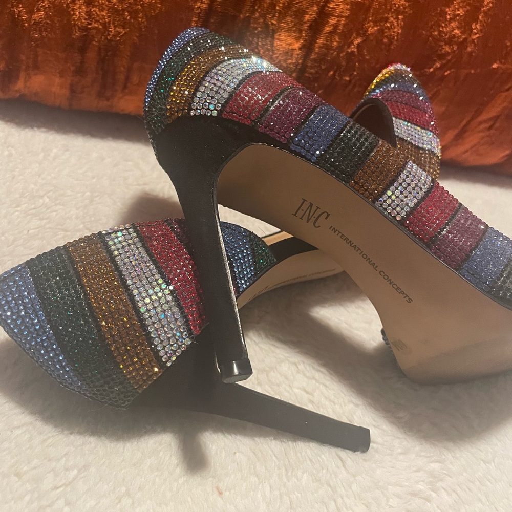 Multicolor Striped Women's Heels - Picture 2 of 7